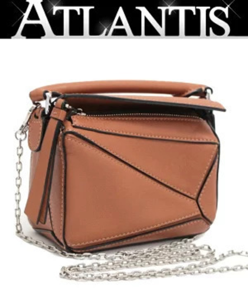 Loewe Puzzle Bag Chain Shoulder Leather Brown